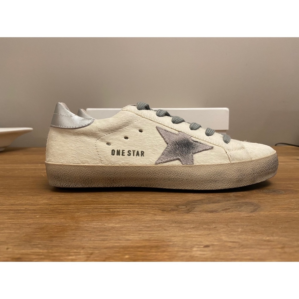 White Golden Superstar brand fashion sneakers -  women's Size 8